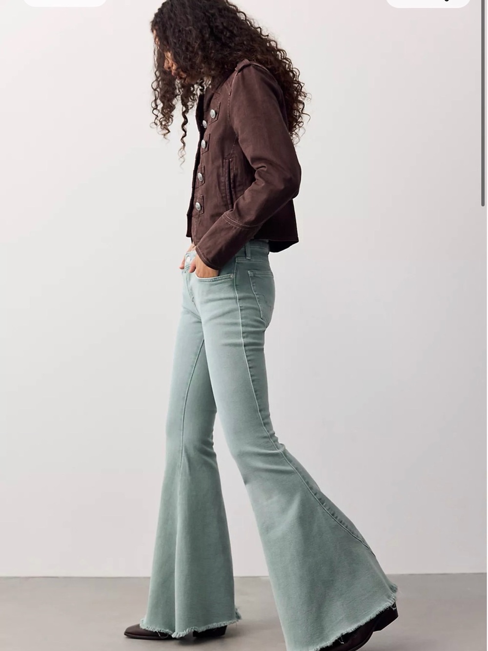 We The Free Sage Green High-Rise Flare Jeans